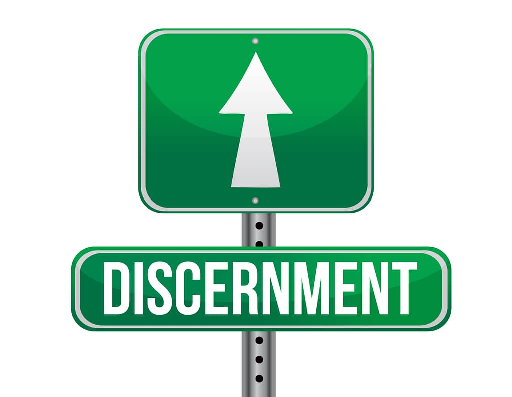 Discernment sign with an arrow pointing upward