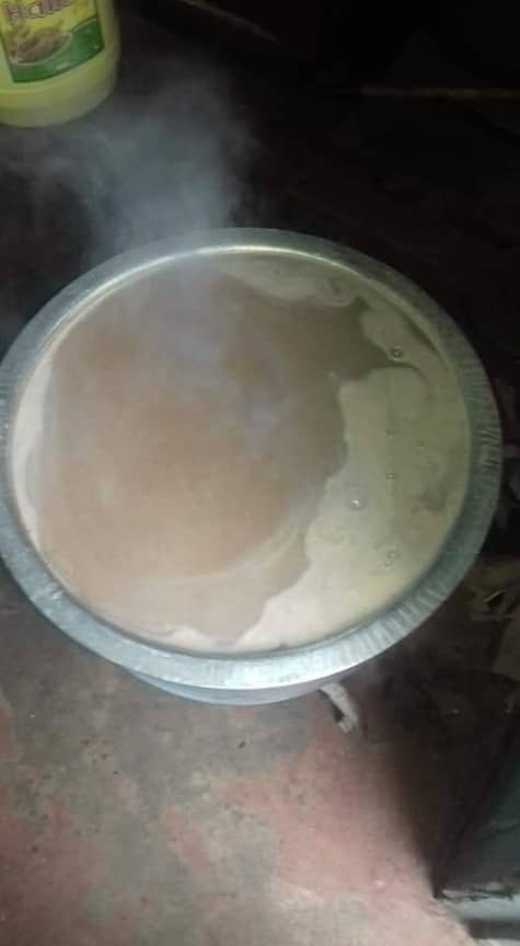 Porridge cooking on gas burner